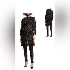 Monique Lhuillier Black 3D Floral Appliqué Jacket size 8 NWT